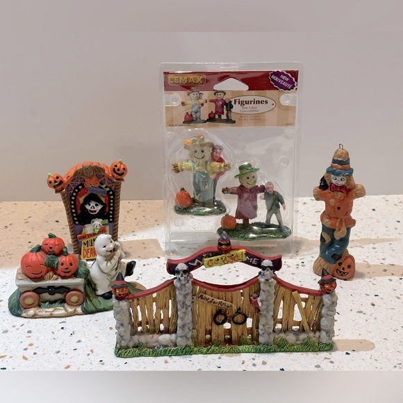 Halloween Village‎ Accessories Set Scarecrow Pumpkins Ghost Lemax, Spooky Hollow - Picture 3 of 16